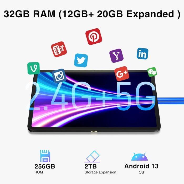 DOOGEE T20 Ultra tablet z systemem Android 13, 32GB + 256GB (TF 2TB) Helio G99 Octa-Core, 12 cali Ekran 2.4K Tablet dotykowy,