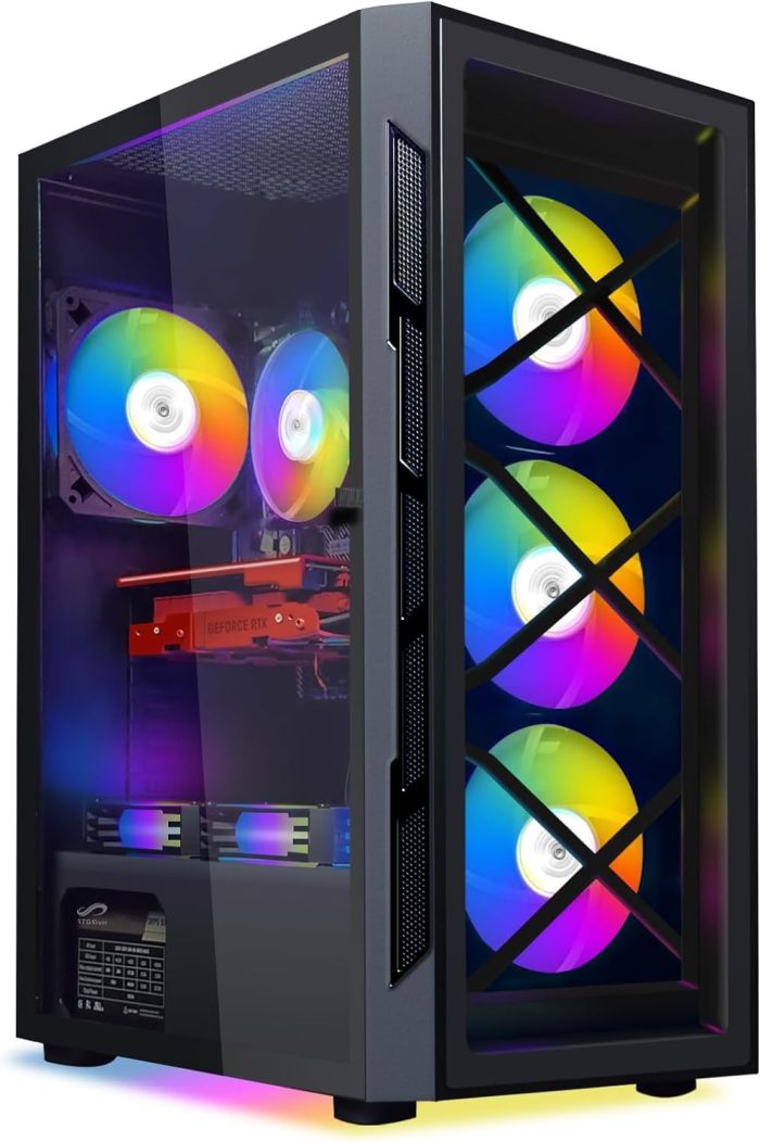 STGsivir Komputer stacjonarny do gier PC, Intel Core i7 do 3,9 GHz, GeForce RTX 3060 12GB GDDR6, 32GB RAM, 1TB SSD, WiFi 600 M,