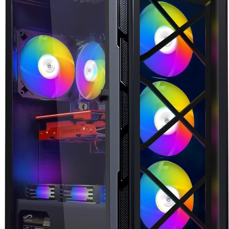 STGsivir Komputer stacjonarny do gier PC, Intel Core i7 do 3,9 GHz, GeForce RTX 3060 12GB GDDR6, 32GB RAM, 1TB SSD, WiFi 600 M,