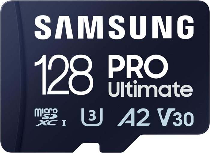 Samsung PRO Ultimate karta microSD + adapter SD, 128 GB, do smartfonów, drona i kamery sportowej, UHS-I U3, odczyt 200 MB/s,