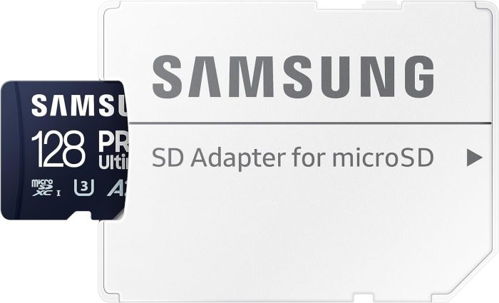 Samsung PRO Ultimate karta microSD + adapter SD, 128 GB, do smartfonów, drona i kamery sportowej, UHS-I U3, odczyt 200 MB/s,