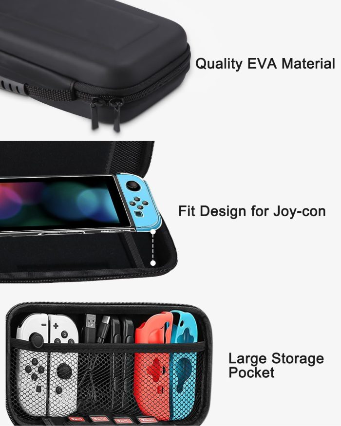 Etui kompatybilne z Nintendo Switch konsolą , Switch OLED, twarde etui na Switch, torba ochronna na konsolę Switch, 10 gier i