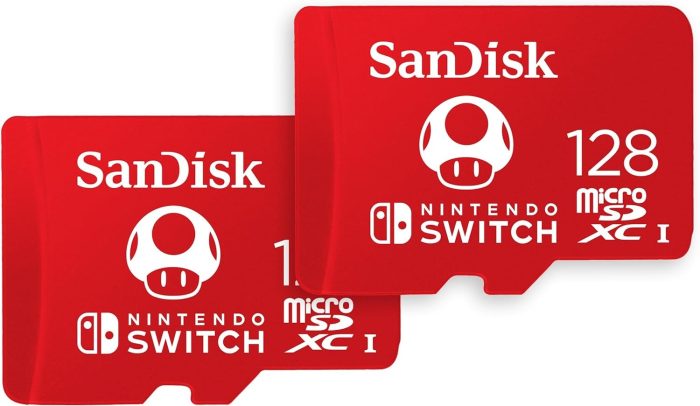 SanDisk 128GB microSDXC card for Nintendo Switch consoles up to 100 MB/s UHS-I Class 10 U3 - Nintendo Licensed Product, Red