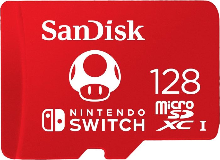 SanDisk 128GB microSDXC card for Nintendo Switch consoles up to 100 MB/s UHS-I Class 10 U3 - Nintendo Licensed Product, Red