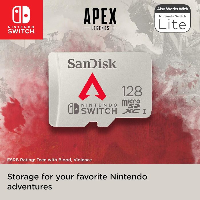 SanDisk 128GB microSDXC card for Nintendo Switch consoles up to 100 MB/s UHS-I Class 10 U3 - Nintendo Licensed Product, Red