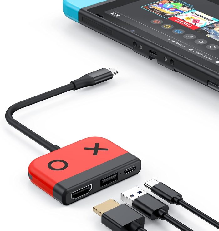 RREAKA Switch Dock dla Nintendo Switch OLED, 2-w-1 Switch TV Adapter z kablem 4K HDMI, Typ C 100W ładowanie, przenośna stacja