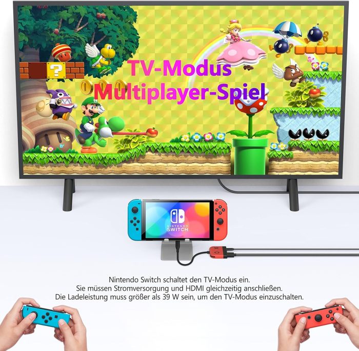 RREAKA Switch Dock dla Nintendo Switch OLED, 2-w-1 Switch TV Adapter z kablem 4K HDMI, Typ C 100W ładowanie, przenośna stacja