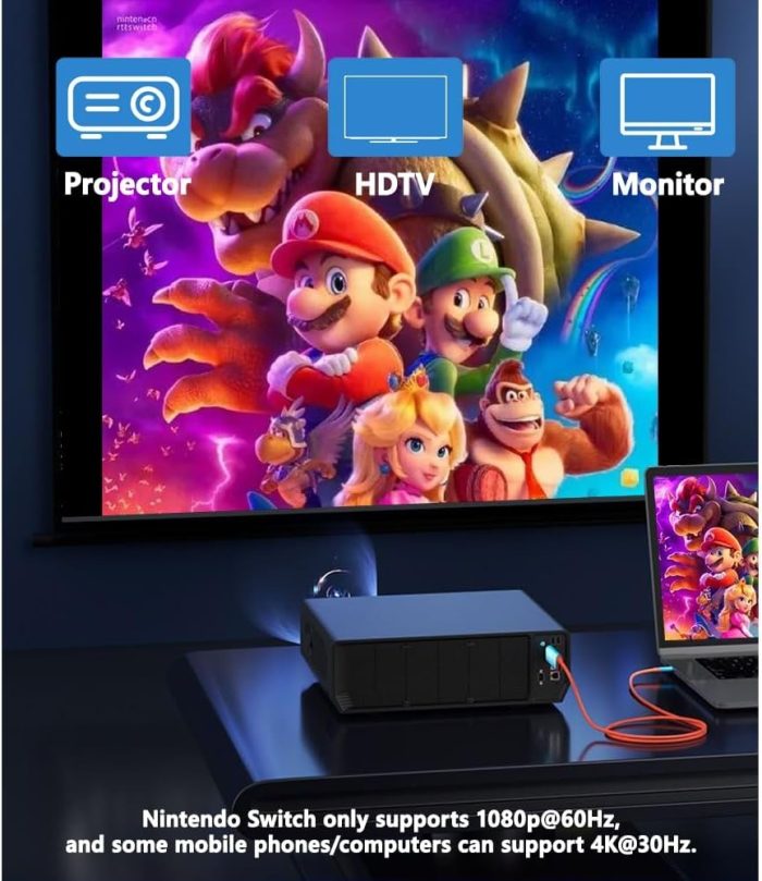 RREAKA Switch Dock dla Nintendo Switch OLED, 2-w-1 Switch TV Adapter z kablem 4K HDMI, Typ C 100W ładowanie, przenośna stacja