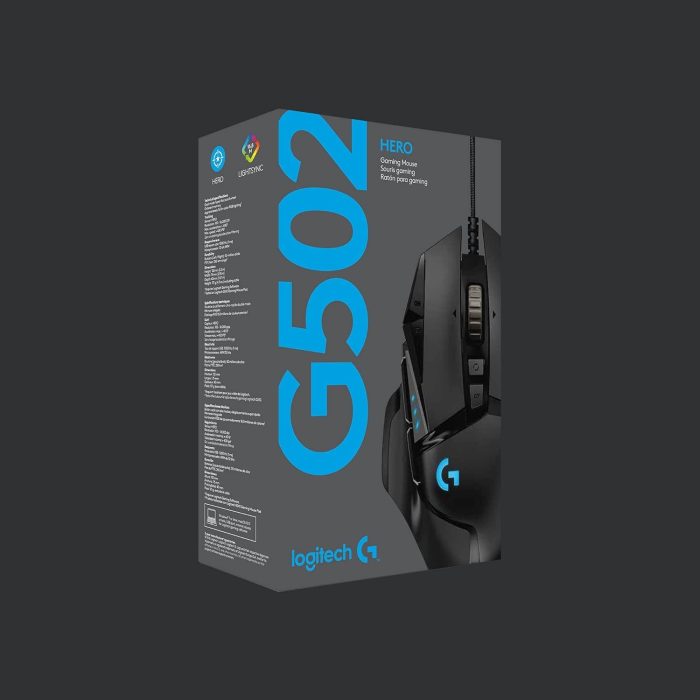 Logitech G502 Hero High Performance 910-005470 Mysz dla graczy, czujnik Hero 25.6K Pc, Mac, Chromebook - czarny