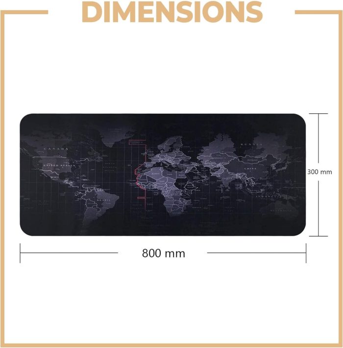 Retoo Podkładka pod mysz gamingową, mapa świata, 800 x 300 mm, wielofunkcyjna i antypoślizgowa podkładka na biurko, duża (XXL),