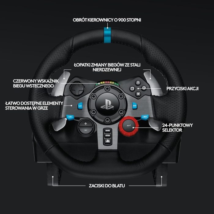 Logitech G29 Driving Force Racing Wheel i pedały, realne siłowe sprzężenie zwrotne, łopatki zmiany biegów ze stali nierdzewnej,