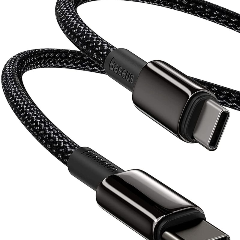 Baseus Kabel USB C, 100 W PD 5A QC 4.0 szybkie ładowanie USB C na USB C, stop cynku, nylonowy pleciony kabel do transmisji