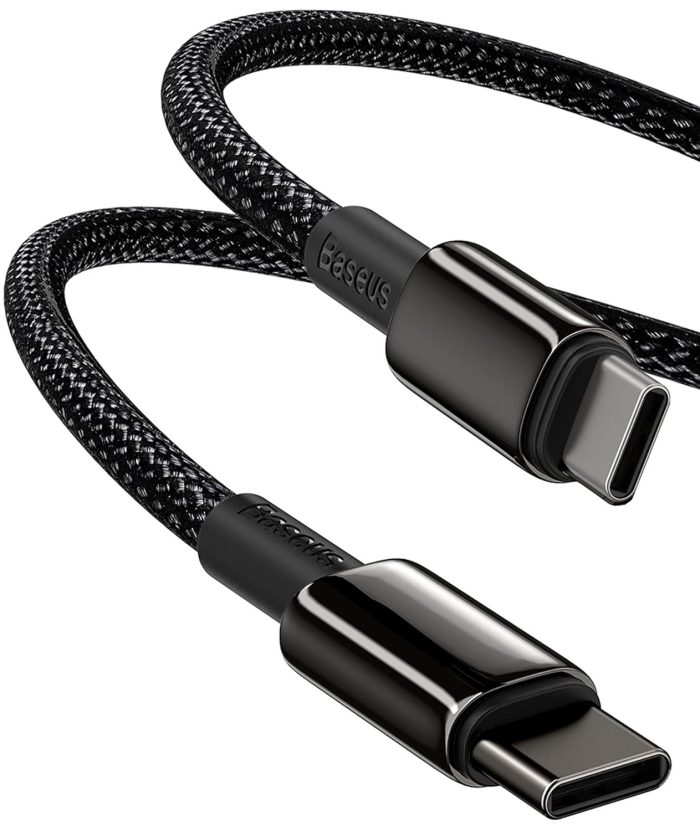 Baseus Kabel USB C, 100 W PD 5A QC 4.0 szybkie ładowanie USB C na USB C, stop cynku, nylonowy pleciony kabel do transmisji