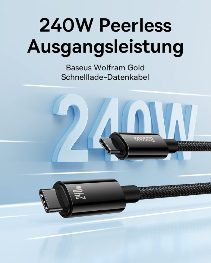 Baseus Kabel USB C, 100 W PD 5A QC 4.0 szybkie ładowanie USB C na USB C, stop cynku, nylonowy pleciony kabel do transmisji