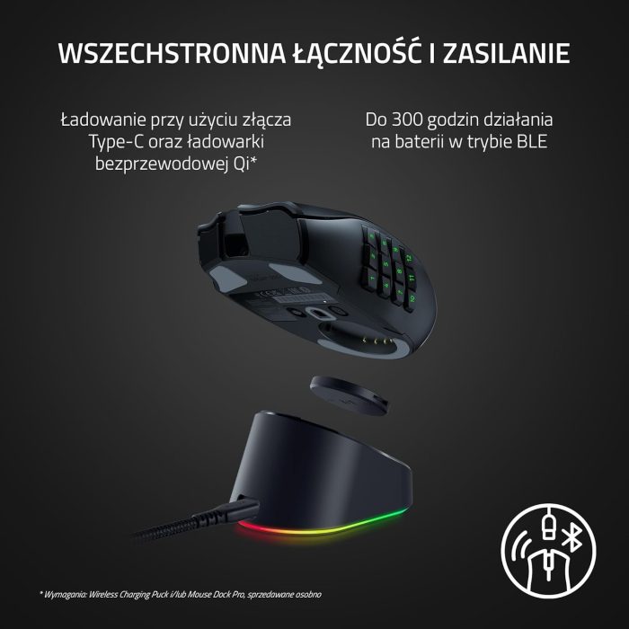 Razer Naga Trinity - przewodowa mysz do gier MOBA/MMO (3 wymienne płytki boczne, czujnik optyczny 5G 16 000 DPI, do 19