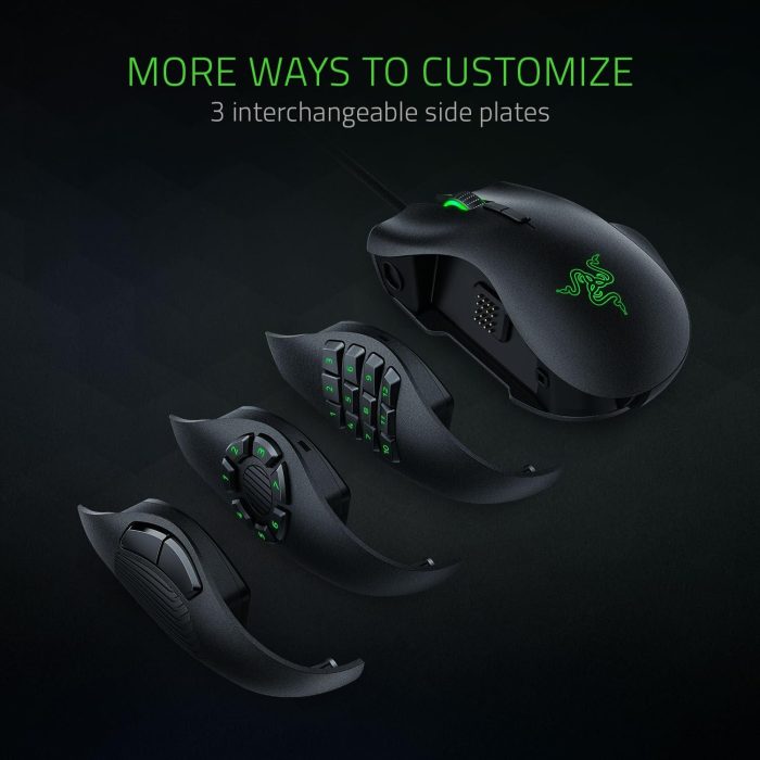 Razer Naga Trinity - przewodowa mysz do gier MOBA/MMO (3 wymienne płytki boczne, czujnik optyczny 5G 16 000 DPI, do 19