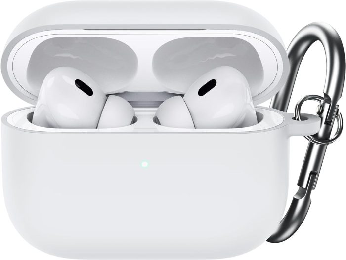 JETech Ulepszona Silikonowe Etui Osłona dla AirPods Pro (2./1. Gen 2023/2022/2019) z Brelokiem, Twardym PC, Odporna na Wstrząsy