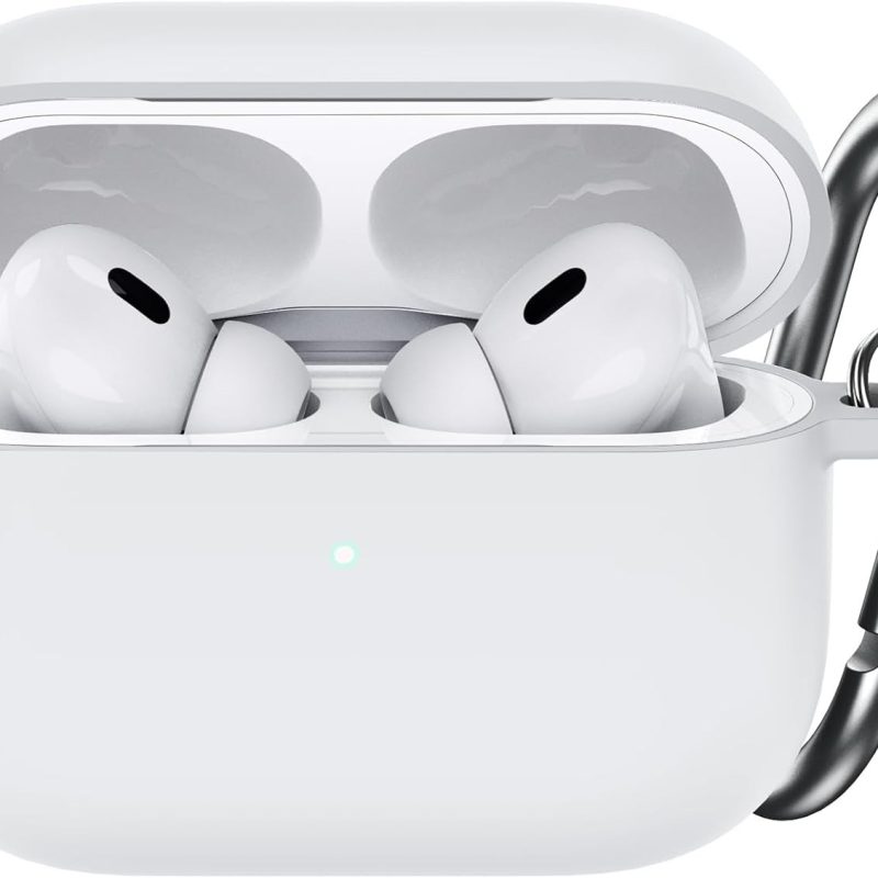 JETech Ulepszona Silikonowe Etui Osłona dla AirPods Pro (2./1. Gen 2023/2022/2019) z Brelokiem, Twardym PC, Odporna na Wstrząsy