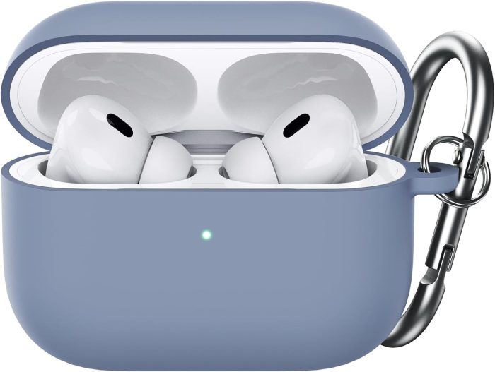 JETech Ulepszona Silikonowe Etui Osłona dla AirPods Pro (2./1. Gen 2023/2022/2019) z Brelokiem, Twardym PC, Odporna na Wstrząsy