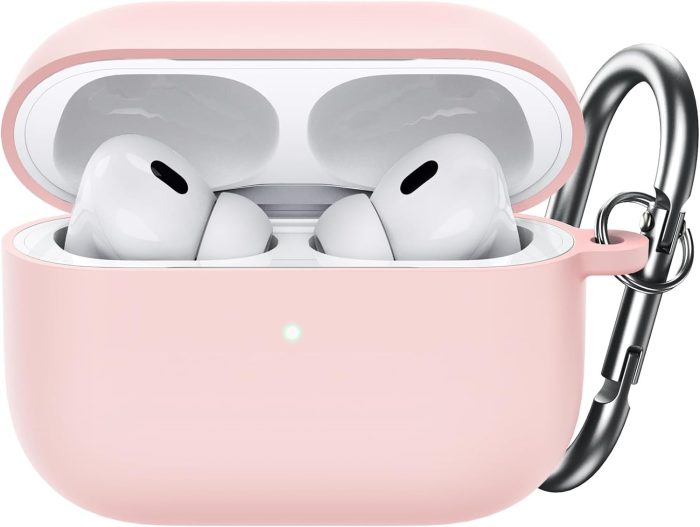 JETech Ulepszona Silikonowe Etui Osłona dla AirPods Pro (2./1. Gen 2023/2022/2019) z Brelokiem, Twardym PC, Odporna na Wstrząsy