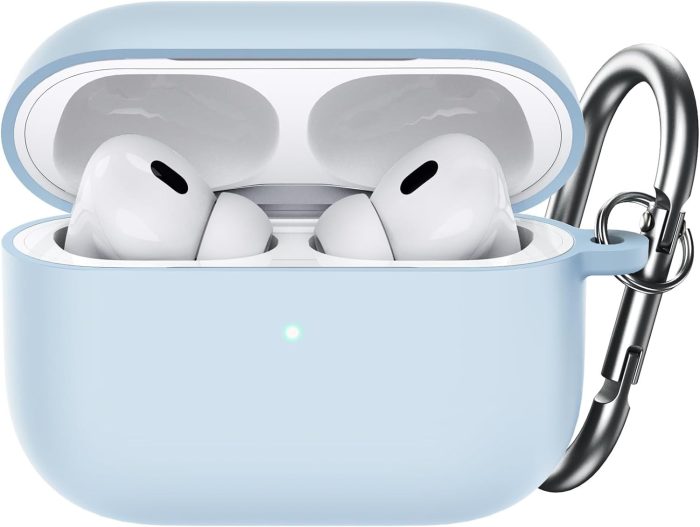 JETech Ulepszona Silikonowe Etui Osłona dla AirPods Pro (2./1. Gen 2023/2022/2019) z Brelokiem, Twardym PC, Odporna na Wstrząsy