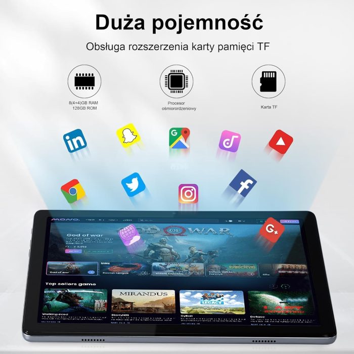 Veidoo 10,1-Calowy Tablet Z Androidem 13, 12GB (6+6 Rozszerzeń) Ram 128 GB Rom / 512 GB Rozszerzalny Tablet PC, Wifi 6, Bt 5.0,