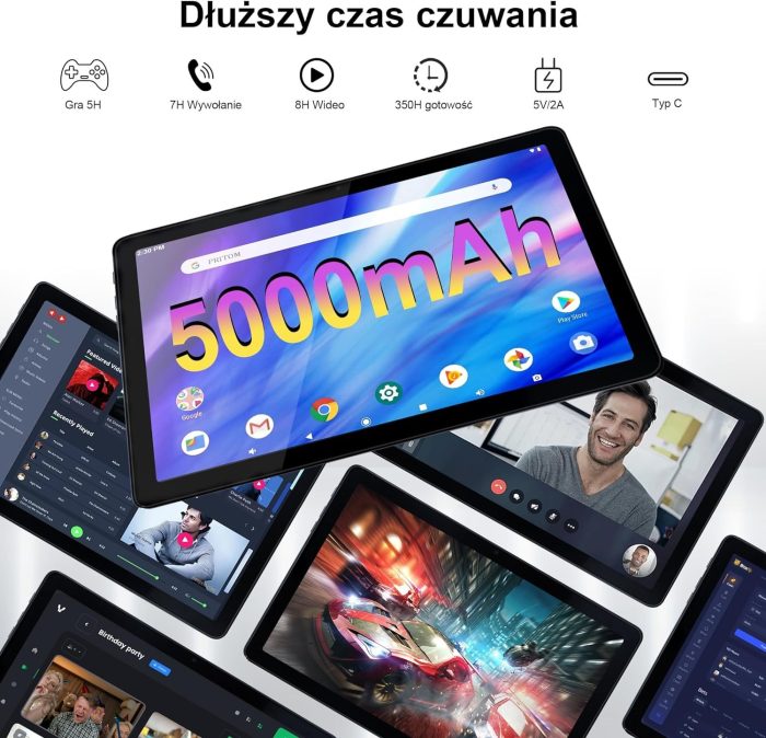 Veidoo 10,1-Calowy Tablet Z Androidem 13, 12GB (6+6 Rozszerzeń) Ram 128 GB Rom / 512 GB Rozszerzalny Tablet PC, Wifi 6, Bt 5.0,