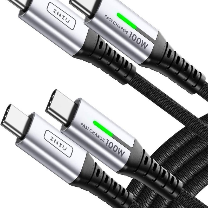 Kabel USB C do USB C, INIU [2m] 100W PD 5A Kabel ładowarki USB C QC 4.0 w nylonowym oplocie Szybkie ładowanie Kompatybilny z