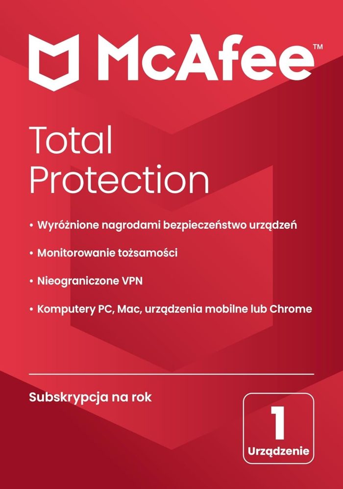 McAfee Total Protection 2024 | 10 urządzeń | Oprogramowanie antywirusowe zapewniające bezpieczeństwo w sieci | Roczna