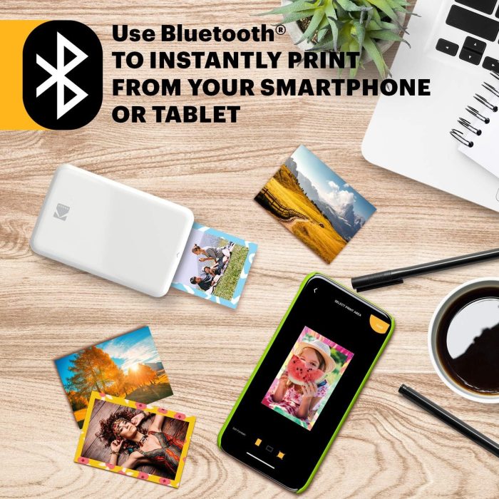 KODAK Step natychmiastowa drukarka zdjęć z Bluetooth/ NFC, aplikacją KODAK dla systemów iOS i Android (czarna) 5 x 7,5 cm ZINK