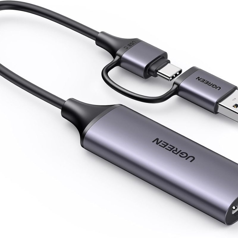 UGREEN Karta przechwytująca wideo Karta przechwytująca HDMI, HDMI na USB A+C 4K 30 Hz 1080P do gier, transmisji strumieniowej