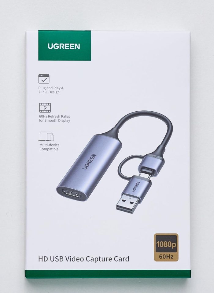 UGREEN Karta przechwytująca wideo Karta przechwytująca HDMI, HDMI na USB A+C 4K 30 Hz 1080P do gier, transmisji strumieniowej