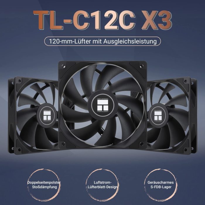 Thermalright TL-C12C CPU Fan 120mm Case Cooler Fan, 4pin PWM Cichy wentylator komputerowy z S-FDB łożyska w zestawie, do 1550RPM