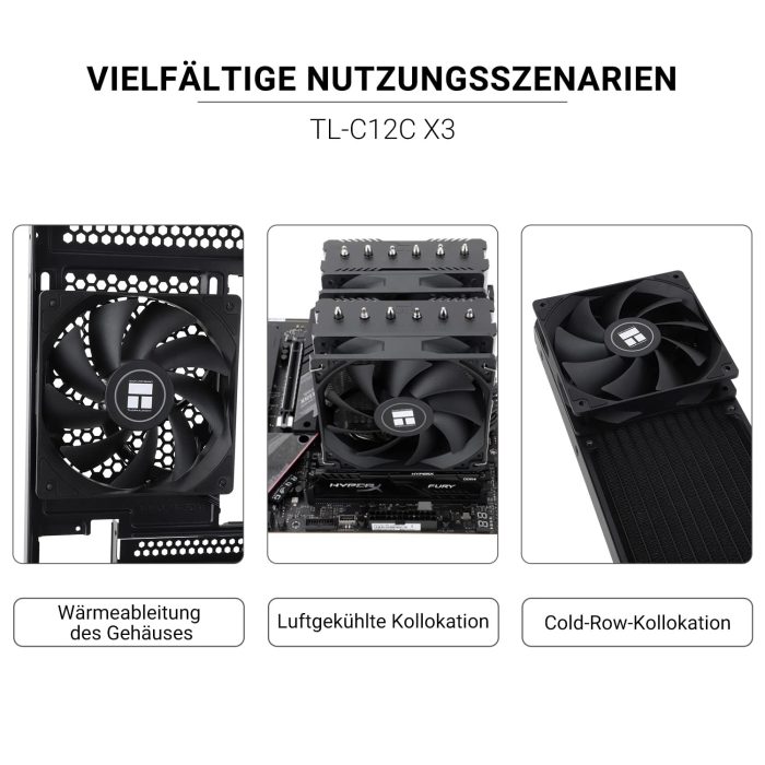 Thermalright TL-C12C CPU Fan 120mm Case Cooler Fan, 4pin PWM Cichy wentylator komputerowy z S-FDB łożyska w zestawie, do 1550RPM