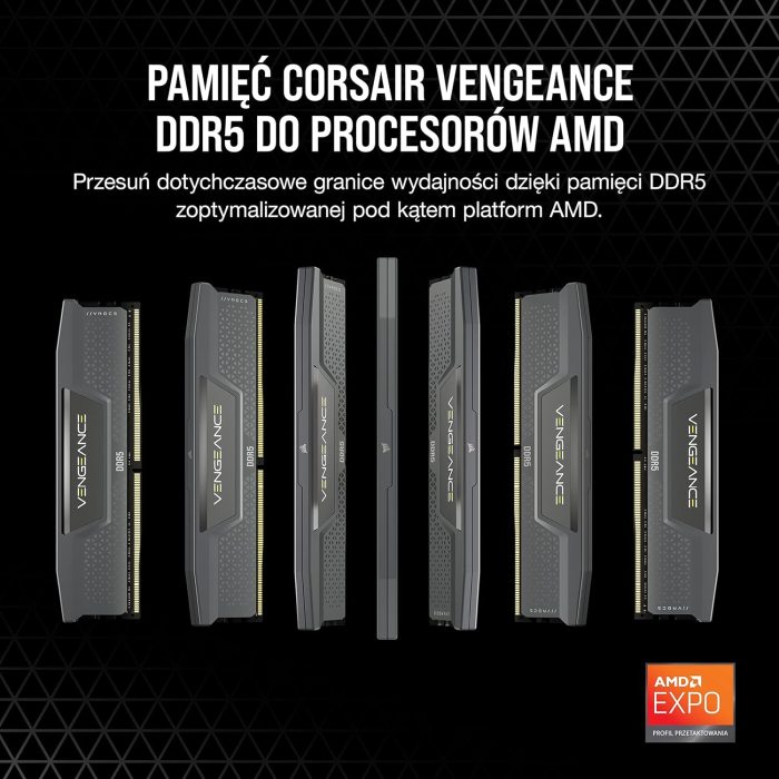 CORSAIR VENGEANCE DDR5 RAM 64 GB (2 x 32 GB) 6000 MHz CL30 AMD EXPO iCUE kompatybilna pamięć komputerowa, szara