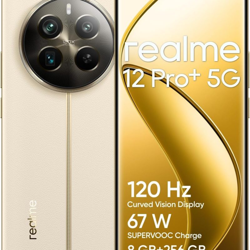 realme 12 Pro + 5G, smartfon, 12 + 512 GB, aparat Sony IMX890 OIS, zoom optyczny 3X, Snapdragon 7s Gen 2 5G, zakrzywiony