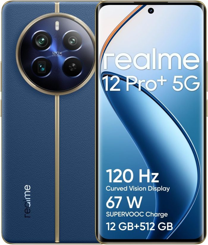 realme 12 Pro + 5G, smartfon, 12 + 512 GB, aparat Sony IMX890 OIS, zoom optyczny 3X, Snapdragon 7s Gen 2 5G, zakrzywiony