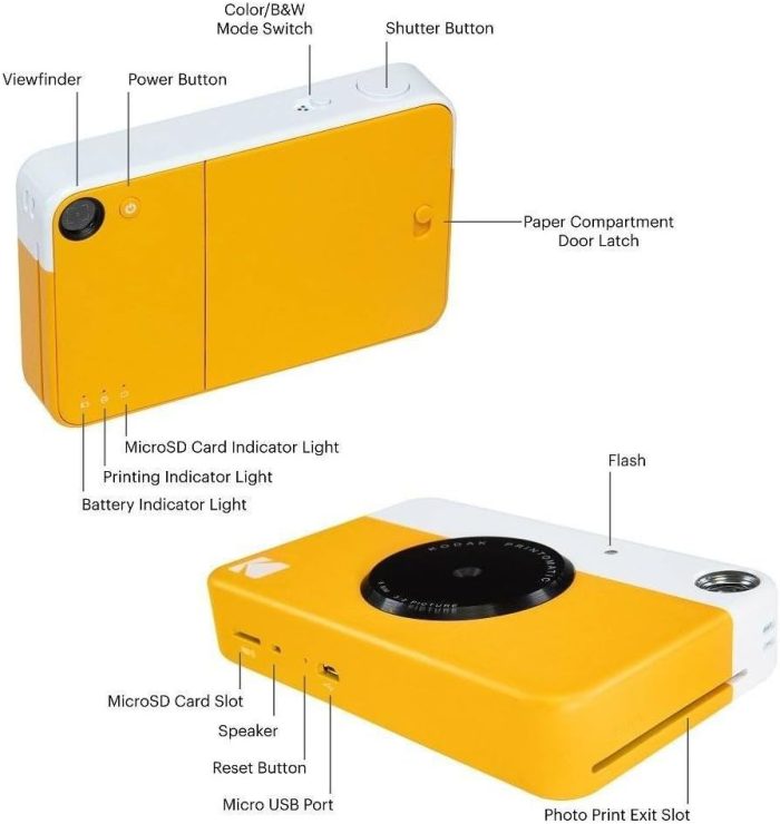 KODAK Printomatic kamera natychmiastowa - odbitki w pełnym kolorze 2x3 (szary) od razu wydrukują wspomnienia.