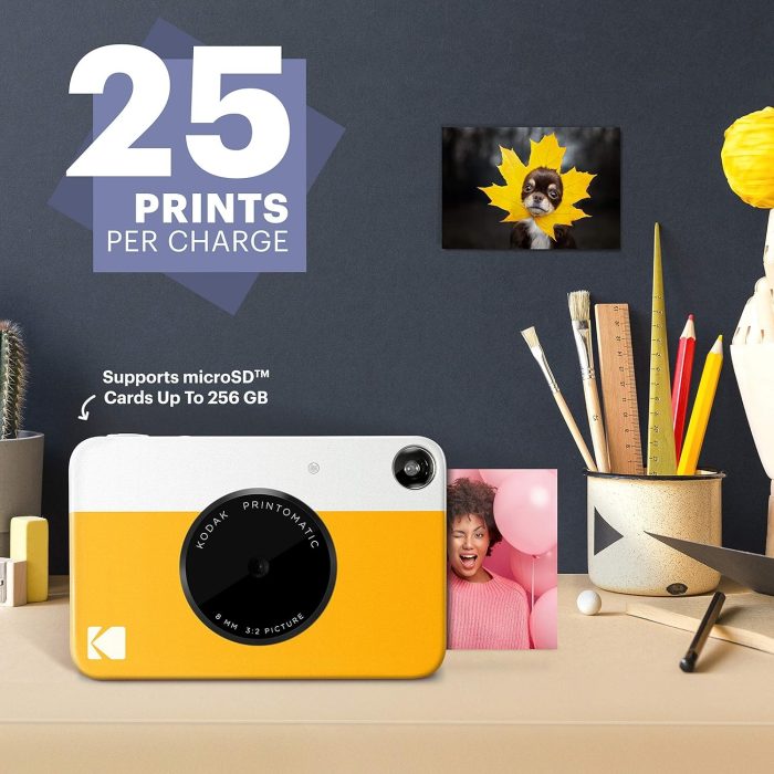 KODAK Printomatic kamera natychmiastowa - odbitki w pełnym kolorze 2x3 (szary) od razu wydrukują wspomnienia.