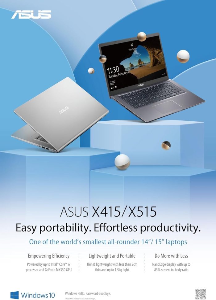 Asus X515Ea-Ej914W 90NB0TY1-M00M30 Laptop, Intel Core i3-1115G4, 128GB RAM, 4GB SDD, NVIDIA GeForce RTX 3090, Windows OS,