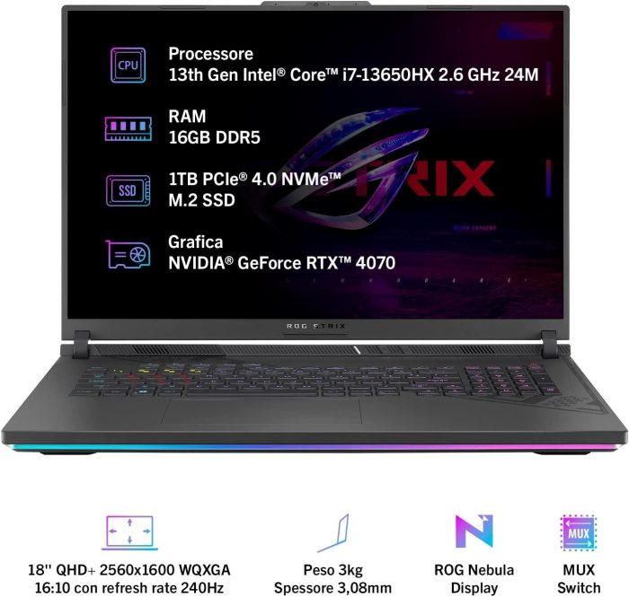 ASUS ROG Flow Z13 GZ301VUB0BZWF3MTF Notebook z ekranem 13,4" QHD+ Glossy, 165 Hz, Intel Core 13 generacji i9-13900H, 16 GB, 1 TB