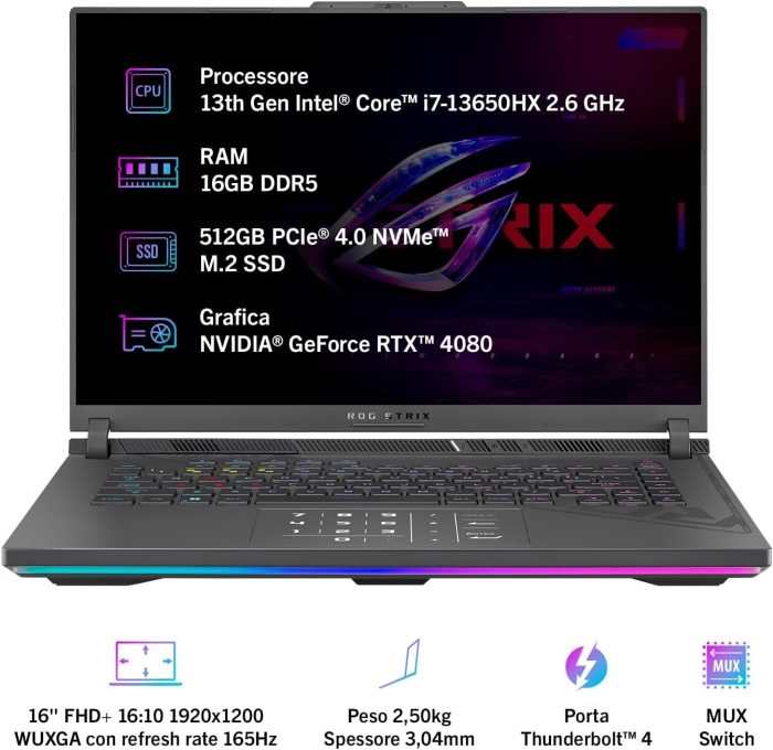 ASUS ROG Flow Z13 GZ301VUB0BZWF3MTF Notebook z ekranem 13,4" QHD+ Glossy, 165 Hz, Intel Core 13 generacji i9-13900H, 16 GB, 1 TB