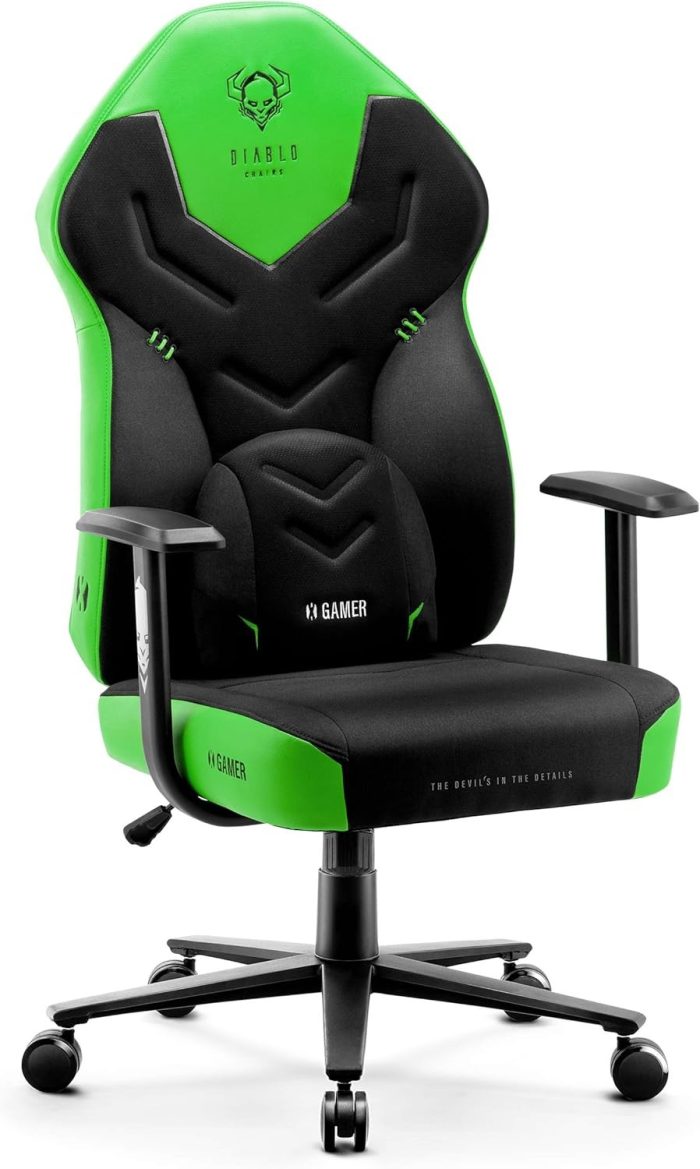 Diablo X-Gamer Fotel Gamingowy dla Gracza Ergonomiczny Biurowy Obrotowy Materiałowy (Czarno-Biały)