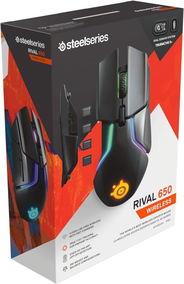 SteelSeries Rival 3 Wireless Mysz do gier - Ponad 400 godzin żywotności baterii - Technologia Dual Wireless 2.4 GHz i Bluetooth