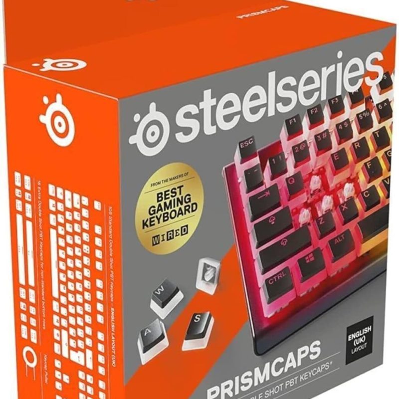 SteelSeries PrismCaps – Nakładki na klawisze Double Shot PBT – Wytrzymałe termoplastyczne nakładki PBT – Kompatybilne z