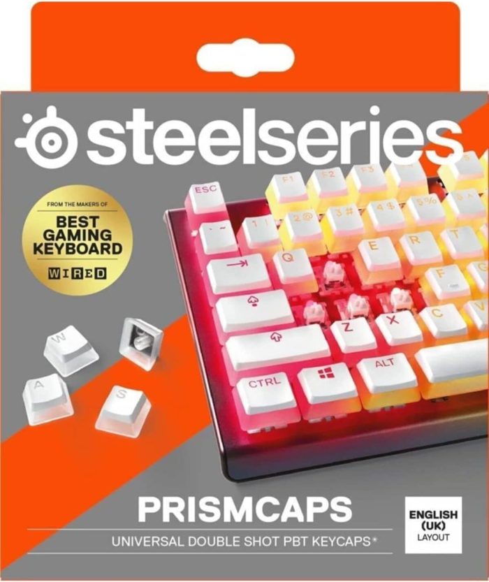 SteelSeries PrismCaps – Nakładki na klawisze Double Shot PBT – Wytrzymałe termoplastyczne nakładki PBT – Kompatybilne z