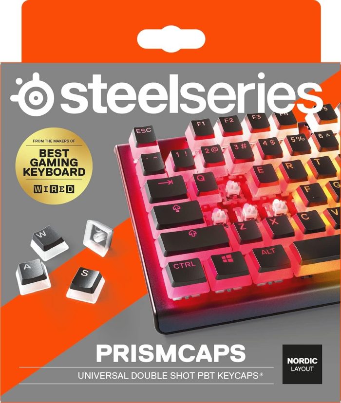 SteelSeries PrismCaps – Nakładki na klawisze Double Shot PBT – Wytrzymałe termoplastyczne nakładki PBT – Kompatybilne z