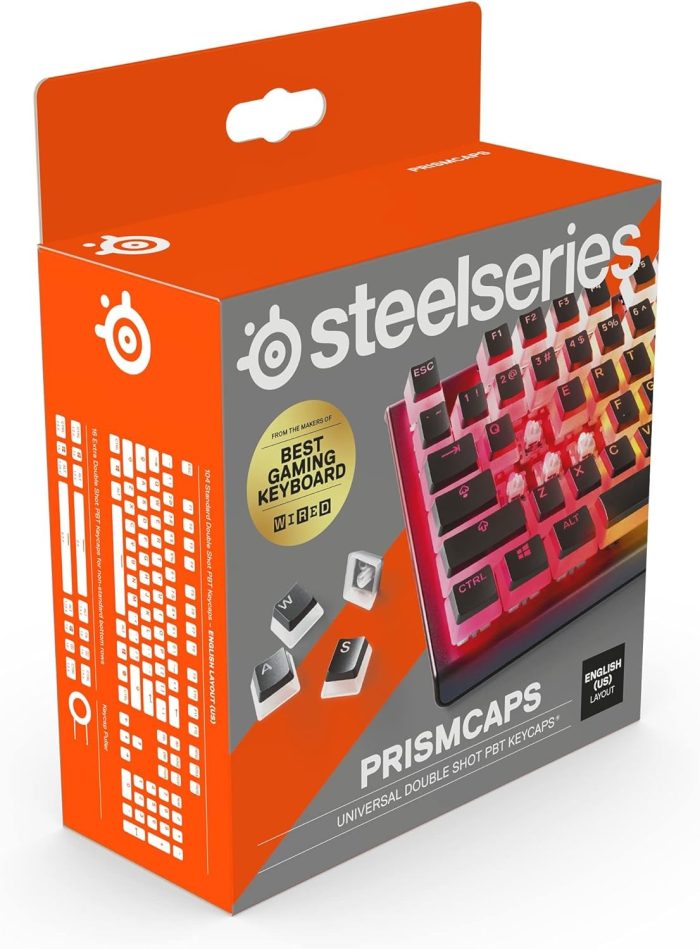 SteelSeries PrismCaps – Nakładki na klawisze Double Shot PBT – Wytrzymałe termoplastyczne nakładki PBT – Kompatybilne z