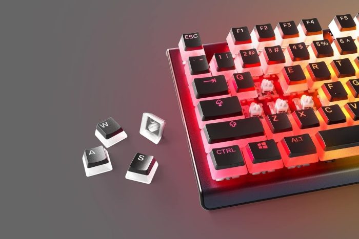 SteelSeries PrismCaps – Nakładki na klawisze Double Shot PBT – Wytrzymałe termoplastyczne nakładki PBT – Kompatybilne z