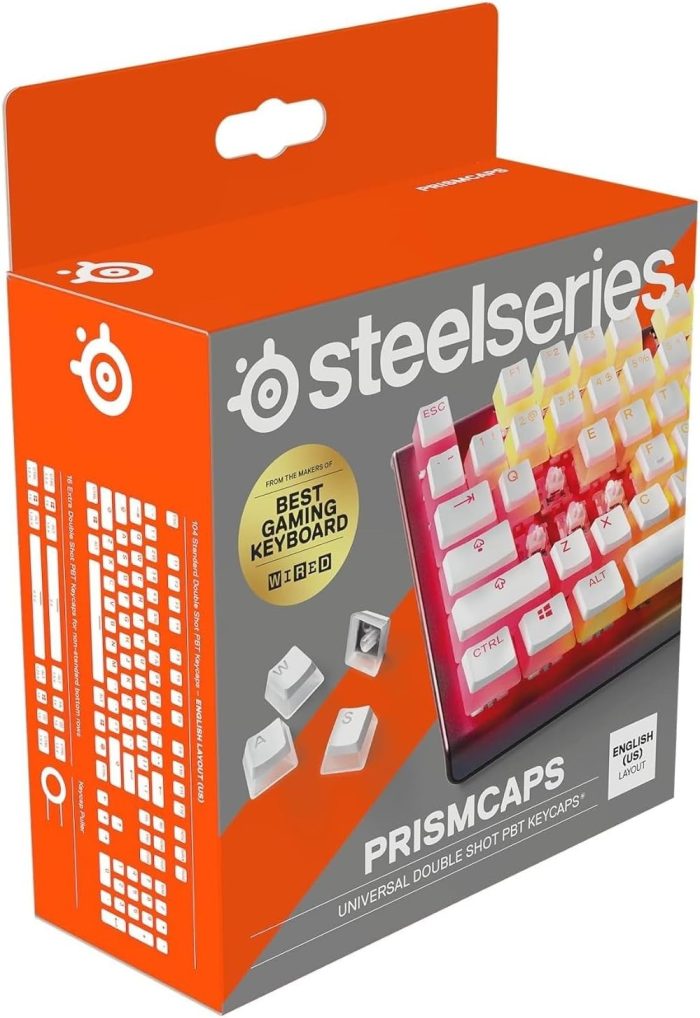 SteelSeries PrismCaps – Nakładki na klawisze Double Shot PBT – Wytrzymałe termoplastyczne nakładki PBT – Kompatybilne z